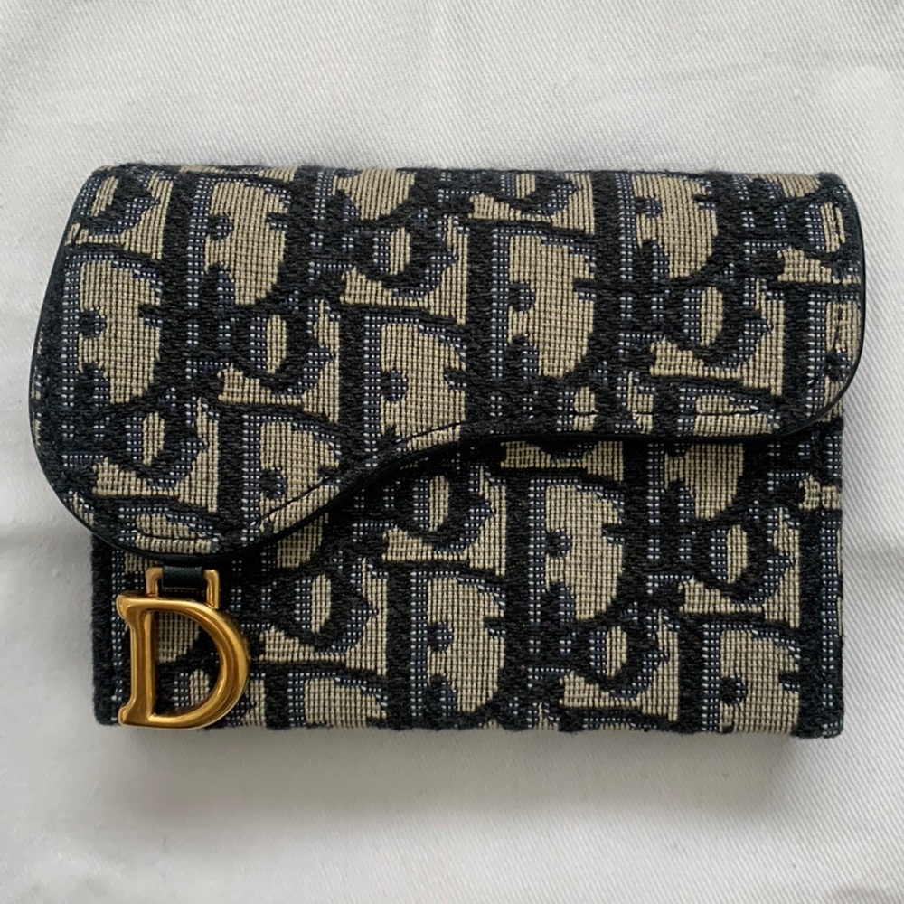 Christian Dior Saddle 5-Gusset Card Holder in Blue Dior Oblique Jacquard 💙⭐️